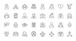 © Muddasar - Collection of communication icons set of linear icons as people, chat, message, group, love, support, team and more