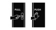 © Lhvect02 - Contrasting door signs illustrate pull and push with hand illustrations
