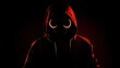 © One King - enigmatic figure shrouded in darkness, illuminated by eerie red light, evoking mystery and intrigue, anonymity and suspense for graphic design