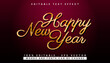 © Hael.IDN - Elegant Happy New Year greeting in a golden cursive script. Editable 3D text effect vector template for holiday celebration design