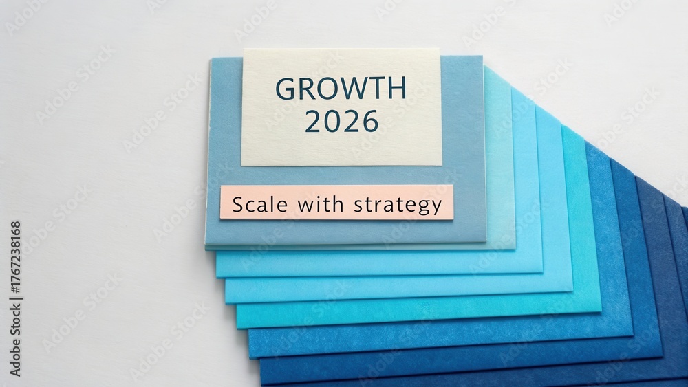 Colorful Paper Sheets Representing Growth Strategy for 2026 in Business ...