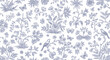 © AriefIndra - Toile de Jouy Blue Botanical Garden - Vintage Floral Pattern Vector