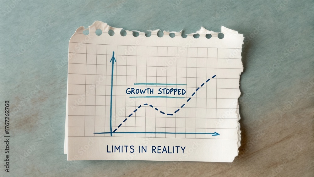 Graph That Stops Growth Stopped Graph with Handwritten Limits in Reality Text on Torn ...