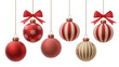 © Moeen - Collection of six festive christmas ornaments with red bows hanging against a dark background isolated on transparent background