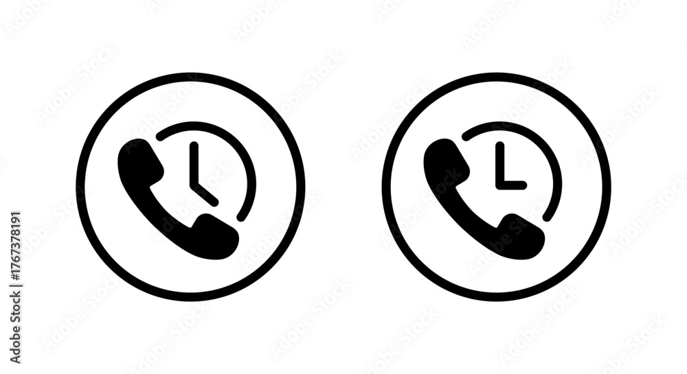 Call history icon in circular outline. Phone with clock symbol Stock ...