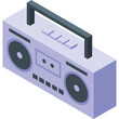 © Agus - Retro Boombox Cassette Player Isometric View Light Purple Device with Dark Gray Handle and Speakers for Music Playback and Recording Nostalgic Audio Technology
