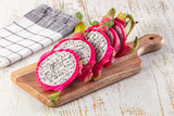 Ripe juicy dragon fruit Pitahaya slices