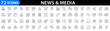 © vectorsanta - Media and news 72 line icon set. Mass media, television, journalism, blogging, social media, video, music, radio, newspaper, magazine, promotion, broadcasting, press, interview and more