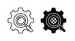 © Graphics Suit - Gear and magnifying glass icons for search and system analysis - Line and glyph icon and logo - Vector icon symbol for website - Icon vector