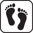© MdSumon - Pair of footprints inside a square frame glyph icon showing path, walk, and movement.