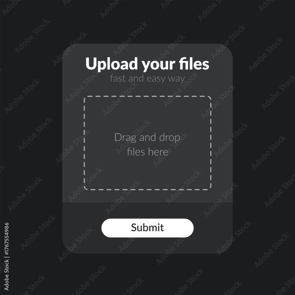 Uoload File Form upload files form with button, dark ui design Stock Vector | Adobe Stock