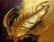 © Tamara - feather and gold abstract on canvas