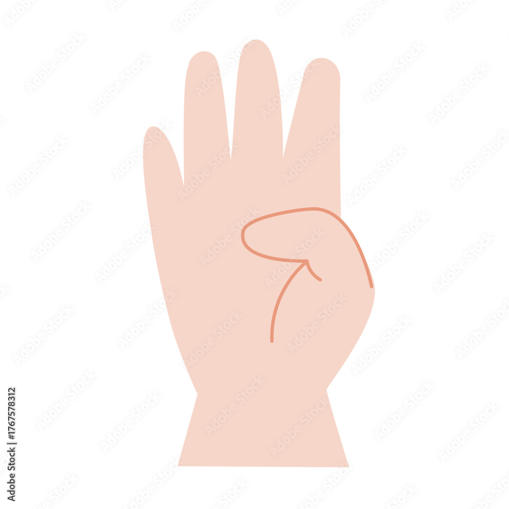 ASL Sign for Number Four (4) - American Sign Language Hand Count Stock ...