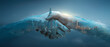 © The Pixel Store - Symbolic double exposure of hands shaking connecting global continents symbolizing unity and partnership