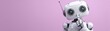 © NingPhattraphorn - A cute robot with large eyes and a finger to its lips, a 'shh' gesture, set against a soft pink background, cute police robot