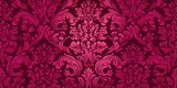 Ornate pink floral damask pattern detailed baroque swirls and acanthus leaves on dark background