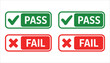 © Tania - Two green pass checkmark signs and two red fail cross signs vector