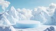 © achmad - Circular ice platform in snowy mountainscape; product display, advertising