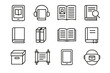 © elena - Vr encyclopedia research ebook icons library article vector audiobook archive icon scroll