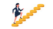 © Samson - Businesswoman Climbing Coin Steps Demonstrating Financial Growth And Career Progression