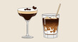 © Simson - Elegant espresso martini and iced coffee illustration with creamy textures and stylish presentation