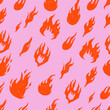 © yabluko_draws - Fire flames sketch hand drawn style seamless background. Orange and pink.