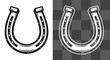© Luka - Horseshoe Vector Illustration in Detailed Vintage Engraving Style Perfect for Posters Stickers Logos Apparel and Western Themed Decor Featuring Classic Lucky Symbol Design from the Old Wild West Era
