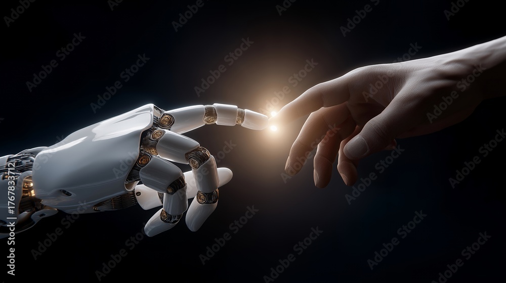 AI humanoid robot expressing empathy while assisting a human ...