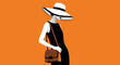© Raheel - Elegant woman in black dress and white hat illustration