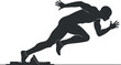 © vadymstock - A dynamic silhouette of a sprinter launching from starting blocks in a competitive sprint.