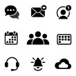 © dlu - Set of communication and productivity icons including chat, email, notifications, calendar, people, keyboard, headset, bell, and cloud