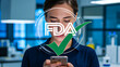 © Zologhraphy - Person in lab using smartphone with digital fda logo and green checkmark symbolizing medical approval, research validation, and innovation