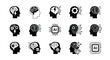 © Alam - Collection of icons representing artificial intelligence and human brain