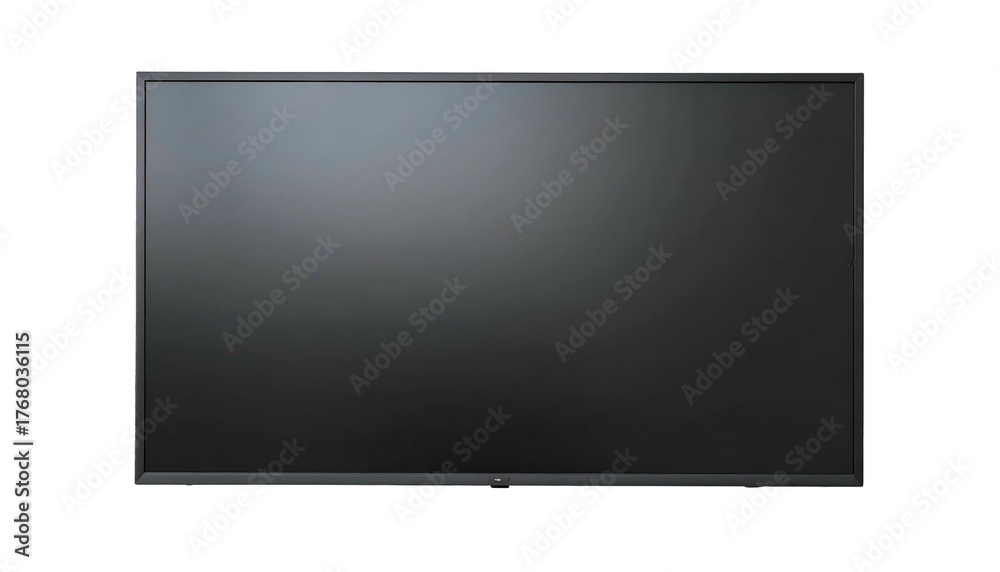 Large, dark gray rectangular screen isolated on black. Slight glare, no ...