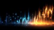 © irawan - Digital illuminated bar graph displays rising trends against a dark background