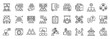 © Uniconlabs - Conference icon set collection outline. Icon pack contains conference, meeting, seminar, workshop, audience, presentation, networking, discussion, agenda, session