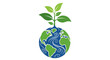 © Anisah - Symbolic representation of environmental protection with a growing plant on Earth globe
