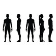 © SILHUETTECHEMBER - Diverse human silhouettes in full profile and frontal views representing anatomy and body forms silhouette