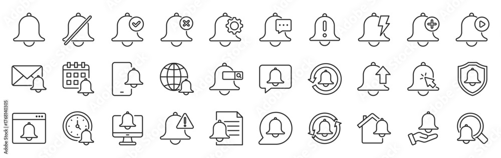 notification icon pack outline style vector collection for ui ux ...