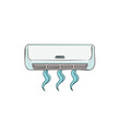 © FryArt - Air Conditioner Blowing Cold Air Streams Illustration with Sketchy Style and White Background