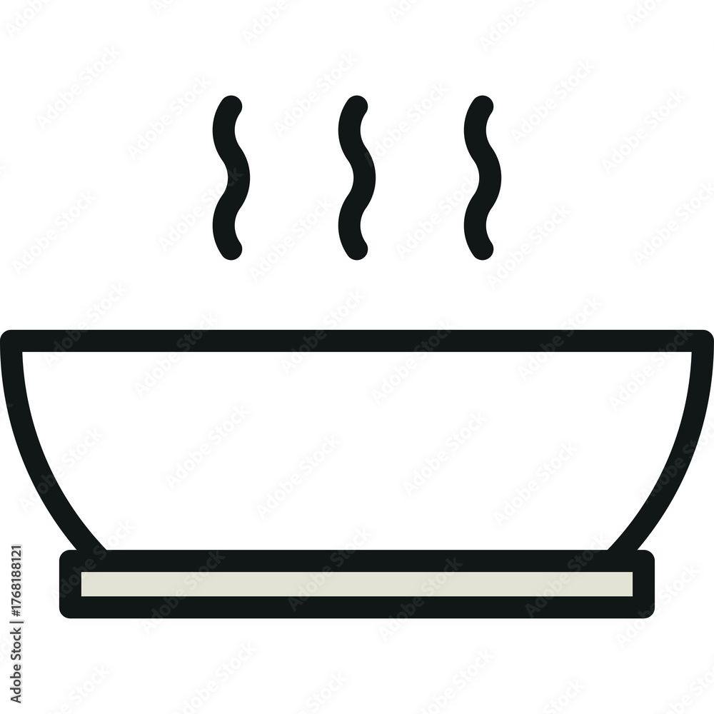 A Simple Line Drawing Icon of a Bowl with Steam Rising Indicating Hot ...
