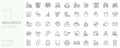 © Pedro - Wellness icon set. Health, self-care, mindfulness, mental health, healthcare, spa, wellbeing, yoga, meditation, healthy lifestyle, fitness icons. Thin line editable stroke vector illustrations.