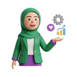 © Cahya - Professional Muslim woman in business attire presenting growth and engagement metrics