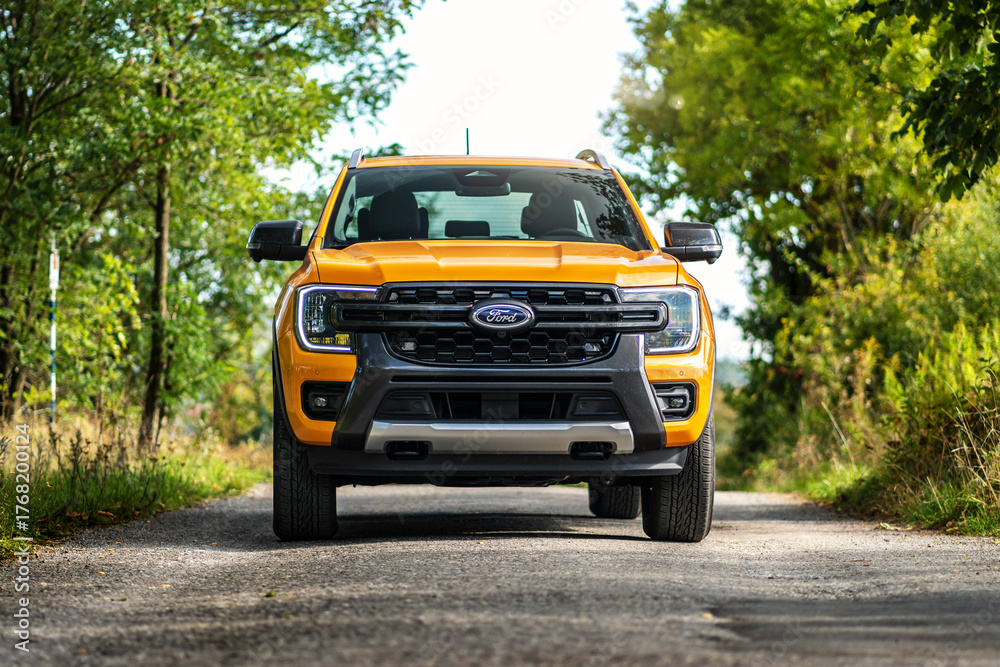 Brno, Czech Republic - September 22, 2025: Yellow Ford Ranger Wildtrack ...