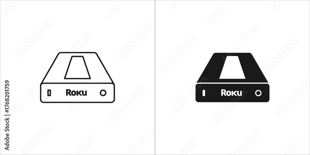 Vector Roko Two roku streaming device icons, one outlined and one solid black Stock ...