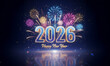 © mim232 - 2026 happy new year colorful shiny particles with fireworks holiday celebration background