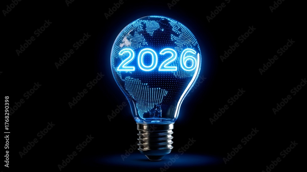 Bright ideas shaping the future in a glowing light bulb for 2026 Stock ...