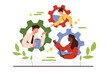 © Flash Vector - Development and productivity of strong dedicated team. Company cooperation and corporate teamwork structure with effective roles for employees, parts of gear mechanism cartoon vector illustration