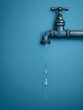© komwut - Water Droplets from a Spigot: Capturing the steady flow, a vintage spigot stands against a plain background, with crystal-clear droplets suspended in mid-air.
