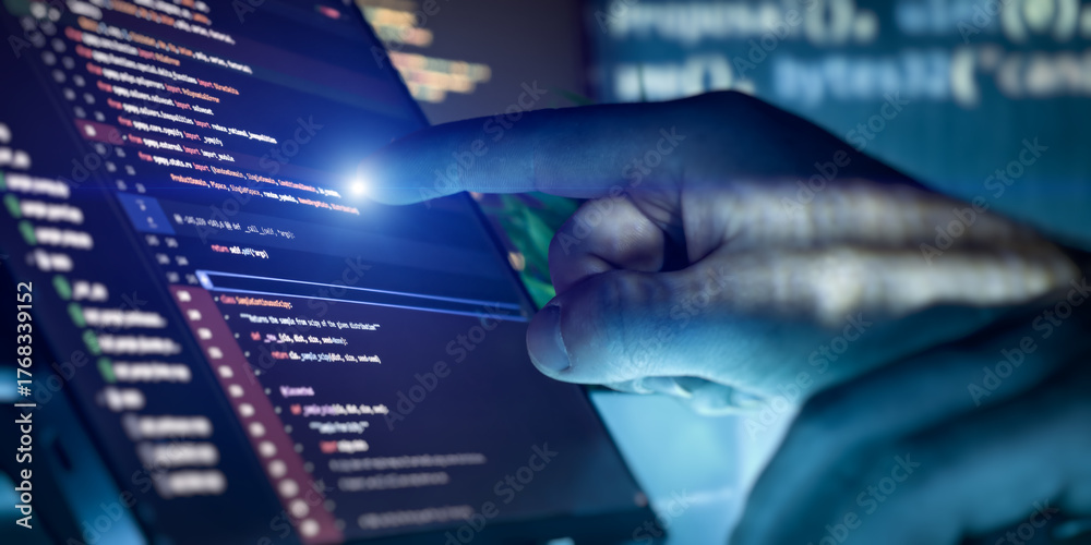 Interactive software development and code debugging Stock Photo | Adobe ...